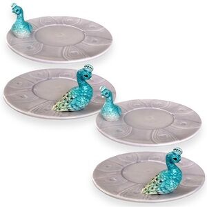 Edie Rose Home Peacock Collection Saucers Only Set of Four Porcelain Lavender